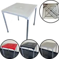 Mesa Desmontável Plástica Pé Alumínio 70X70CM  - Quadrada Varias Cores