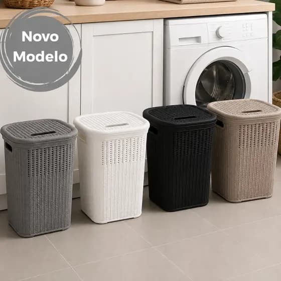 Cesto Roupa Rattan 50 Litros - Cesto Lavanderia Roupa Suja