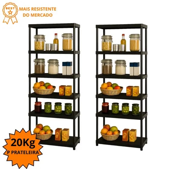 Kit 2 Estantes Plásticas Prateleiras 3, 4 e 5 Andares - Modular Multiuso Organizadora Livros Quarto