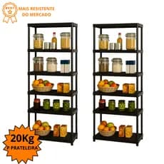 Kit 2 Estantes Plásticas Prateleiras 3, 4 e 5 Andares - Modular Multiuso Organizadora Livros Quarto