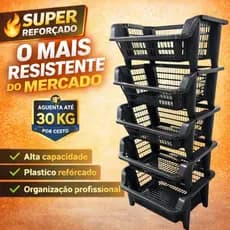 Kit 6 Cesto Empilhavel - Expositor / Organizador / Estoque / Lavanderia