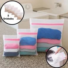 Kit 5 Sacos de Lavar Protetor Bolsa -  Roupas Intimas e Tecidos delicados Maquina Lava Roupa