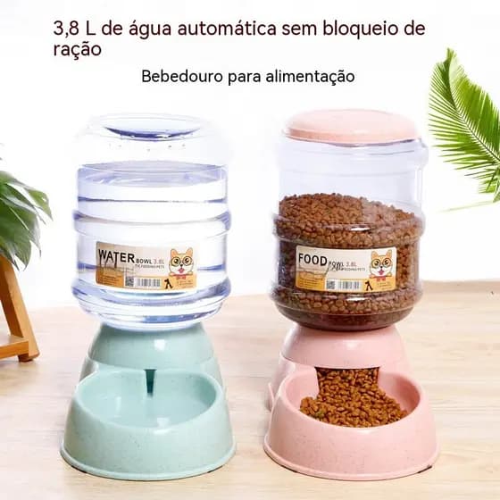 Comedouro e Bebedouro Automático Pet 3,8L por Gravidade Grande Capacidade para Gatos e Cachorros
