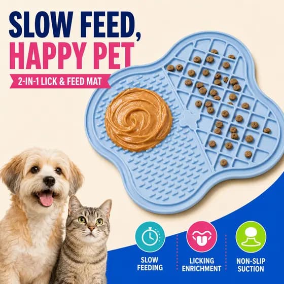 Tapete De Lamber Para Pets De Silicone Com Ventosas Para Alimentação Lenta E Alívio Do Tédio