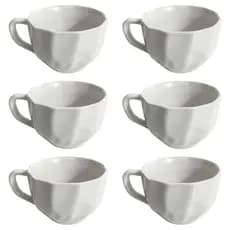 Kit 6 Xícaras Café 200ml Porcelana Branca Canecas Decorativas Para Cozinha