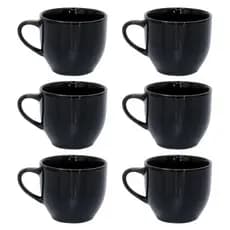 Kit 6 Xícaras Café 170ml Porcelana Preta Canecas Decorativas Para Cozinha