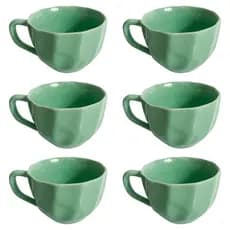 Kit 6 Xícaras Café 200ml Porcelana Verde Canecas Decorativas Para Cozinha