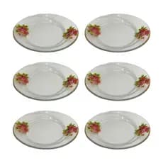 Kit 6 Pratos Fundos de Vidro 22 cm Decorado Resistentes para Almoço e Jantar