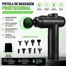 Pistola Massageadora Profissional, Pistola De Massagem Silenciosa, Massageador Relaxamento Muscular, 127/220 V, Preto