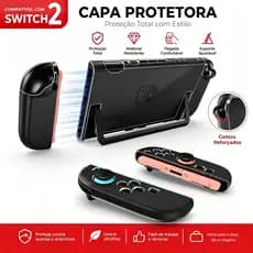 Capa Protetora Transparente Em Acrílico Cristalino Para Nintendo Switch 2, Capa Protetora Para Switch