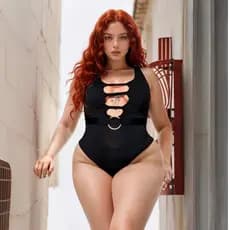 Body Maiô Feminino Plus Size Decote Argola na Frente Blusa Feminina