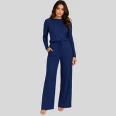 onjunto Feminino Pantalona Canelado Manga Longa Inverno