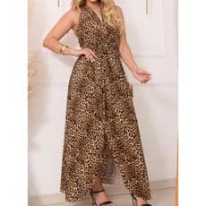 Vestido Onça Midi Longo Varios Decote Transforma Mais 10 Formas Diferentes Multiuso Várias Formas