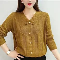 Moda de Outono Camiseta de Decote em V Simples Camisa de Fundo Combinável Malha Oca Tamanho Grande Solta Manga Curta Top