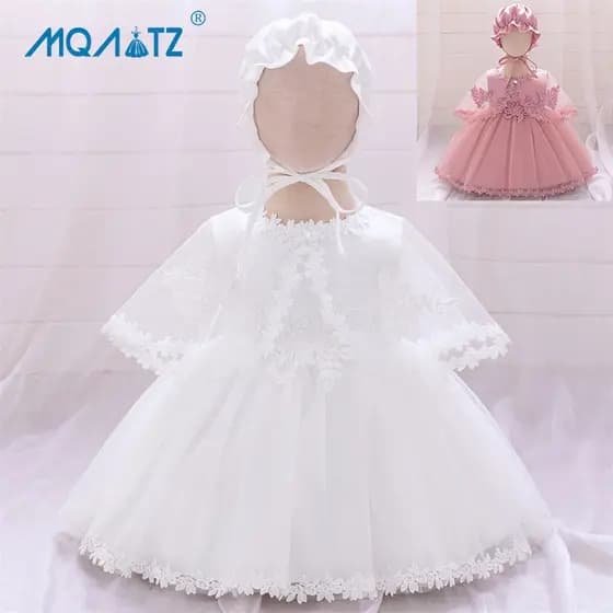 Vestido Batismal MQATZ para Recém-Nascidos de 0 a 3 Meses Roupas Brancas para Meninas Vestidos de Aniversário de Princes