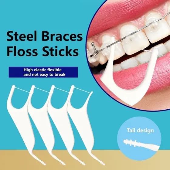 50 PCs/saco Fio Dental Ortodôntico Cuidado Oral