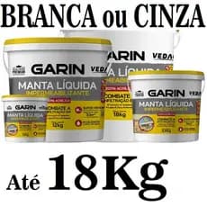 Até 18Kg Manta Líquida BRANCA ou CINZA Impermeabilizante Premium 100% Acrílica Garin - Laje, Telhado, Calha, Parede Ext