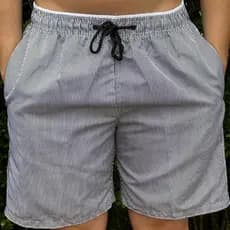 Bermudas De Banho Estampa Risca De Giz Masculina  Shorts Com Costura Reforçada Calção Praia Verão