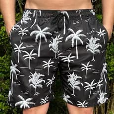 Short Tactel Grosso Masculino Bermuda Coqueiro Estampada Verão Viagem