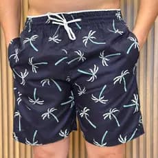 Calçao De Praia Academia Coqueirinho Estampado Tactel Grosso Varias Cores Bermuda Masculina