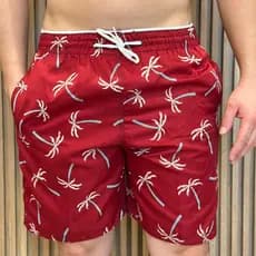 Short Bermuda Masculina Estampada Coqueiro Tactel Resistente Para Academia Musculação Praia Piscina