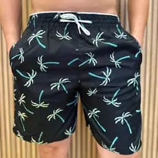 Bermuda Verão Masculina Short Tactel Grosso Coqueirinho Estampado