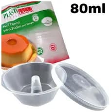 Forma Mini Pudim com Tampa Forneável Plastilânia 80ml