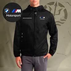 Jaqueta Corta Vento Masculina - BMW 04MPerformance - Com Capuz, Bolso e Zíper - Academia Corrida Esportes