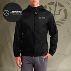 Jaqueta Corta Vento Masculina - Mercedes 02 - Com Capuz, Bolso e Zíper - Academia Corrida Esportes