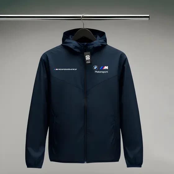 Jaqueta Corta Vento Masculina - BMW 04MPerformance - Com Capuz, Bolso e Zíper - Academia Corrida Esportes