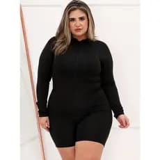 Macacao Feminino Manga Longa Short Justo Ziper Moda Balada Festa Ciclismo Natacao Fitness