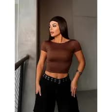 Kit 2 Cropped Costa Nua Baby Tee Look Tecido Suplex Premiun Manga Curta - Moda Blogueira
