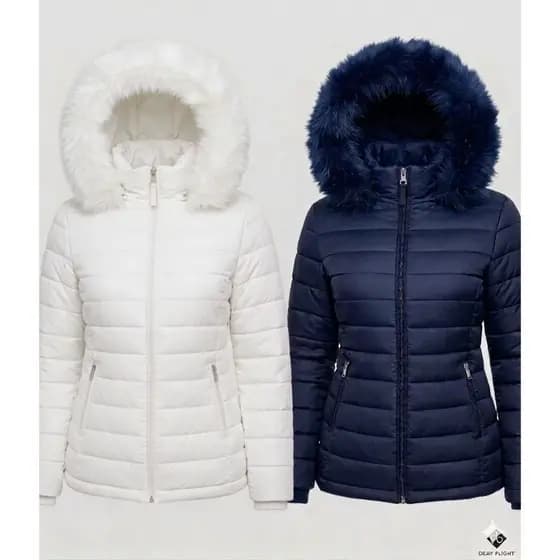Casaco Puffer Feminino Com Capuz Removível