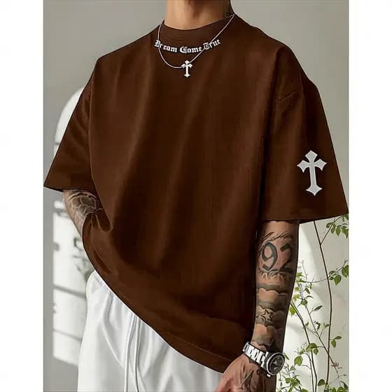 Camiseta Oversized Masculina Estampa Streetwear Dream Academia Cruz 100% Algodão Leve Hip Hop