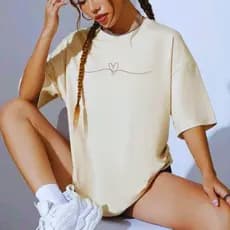 Blusa Feminina T-shirt Coração Gola Redonda Camiseta Moda Blogueirinha 100% Algodão Envio Rápido