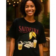Camiseta Feminina T-Shirt Estampa Amazonia Saideira Cores Diversas Algodão Manga Curta Blogueira