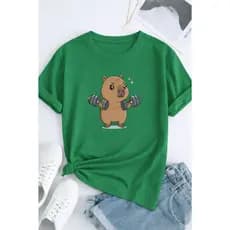Blusa Academia Estampa Capivara Fofa Halteres Feminina Gym Algodão Maromba Lançamento Fitness