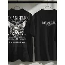 Camiseta Slim Unissex Los Angeles Angel Streetwear Algodão Premium Envio Imediato