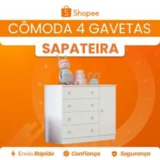 Cômoda 4 Gavetas com Porta Sapateira Doce Sonho Qmovi