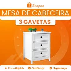 Mesa de Cabeceira Ditália 3 Gavetas DM-111
