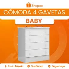 Cômoda Infantil Doce Sonho 4 Gavetas com Puxador Estrela Qmovi