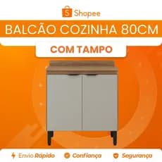 Balcão Firenze 2 Portas 80cm com Tampo MDP - Demóbile