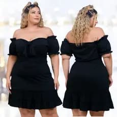 Vestido Ciganinha  Curto Plus Size Feminino Babado na Barra 46ao50