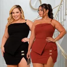Conjunto Plus Size Feminino  Saia e  Blusa Tamanho único 44ao48