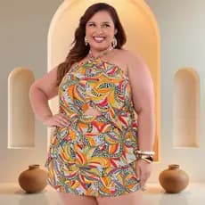 Conjunto Plus Size feminino Short Saia e Blusa Frente Unica Carnaval tam unico 46ao50