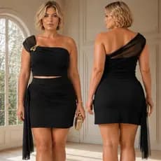 Conjunto Feminino  Plus Size Balada Saia e Cropped  Detalhe em Tule Festa Tamanho único 46 ao 48