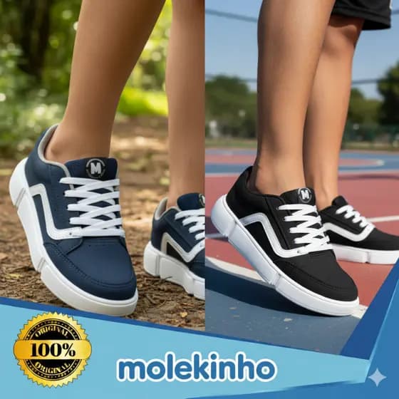 Tênis Molekinho Infantil Meninos Escolar Skatista  Versátil  Confortável Original