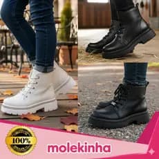 Bota coturno infantil brilho strass menina confort Molekinha