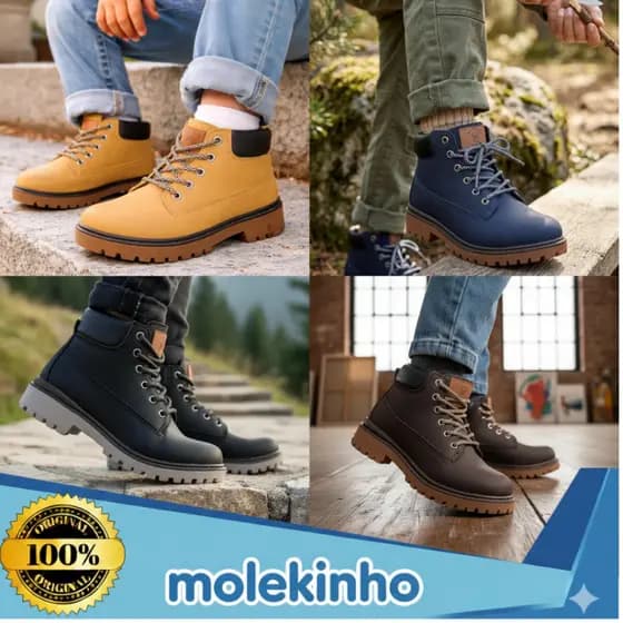 Bota Molekinho Meninos Juvenil Solado Tratorado Rústico Inverno Confortável Casual Original