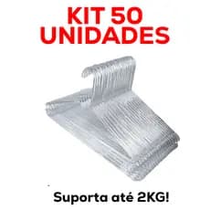 50 Cabides Acrílico Transparente Adulto Reforçado Organizador de Roupas Envio Imediato!